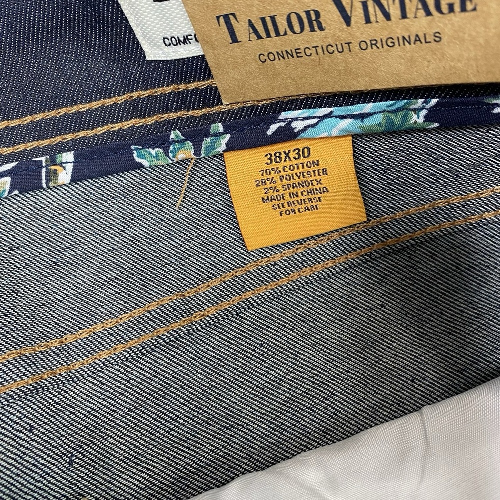 Tailor Vintage Jeans Mens 38x30 Canaan Slim Fit Stretch Indigo‎ Rinse Wash - Picture 13 of 14